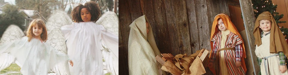 Pictures of Kids Dressed Up as Angels and Mary and Joseph