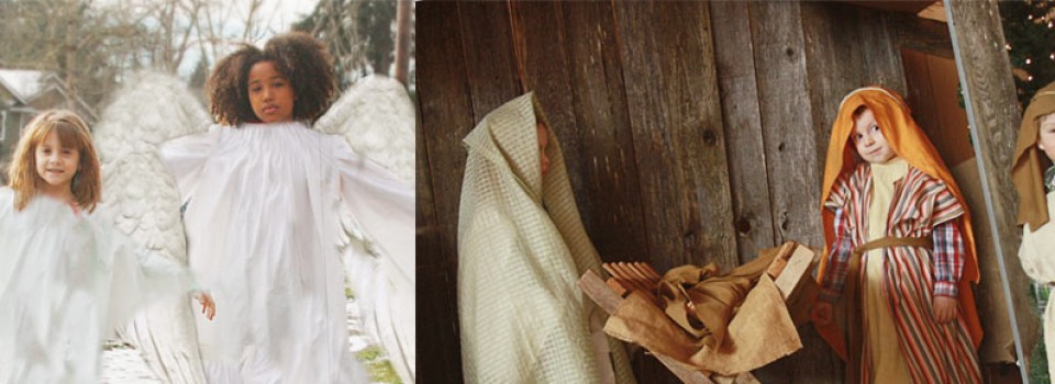 Pictures of Kids Dressed Up as Angels and Mary and Joseph